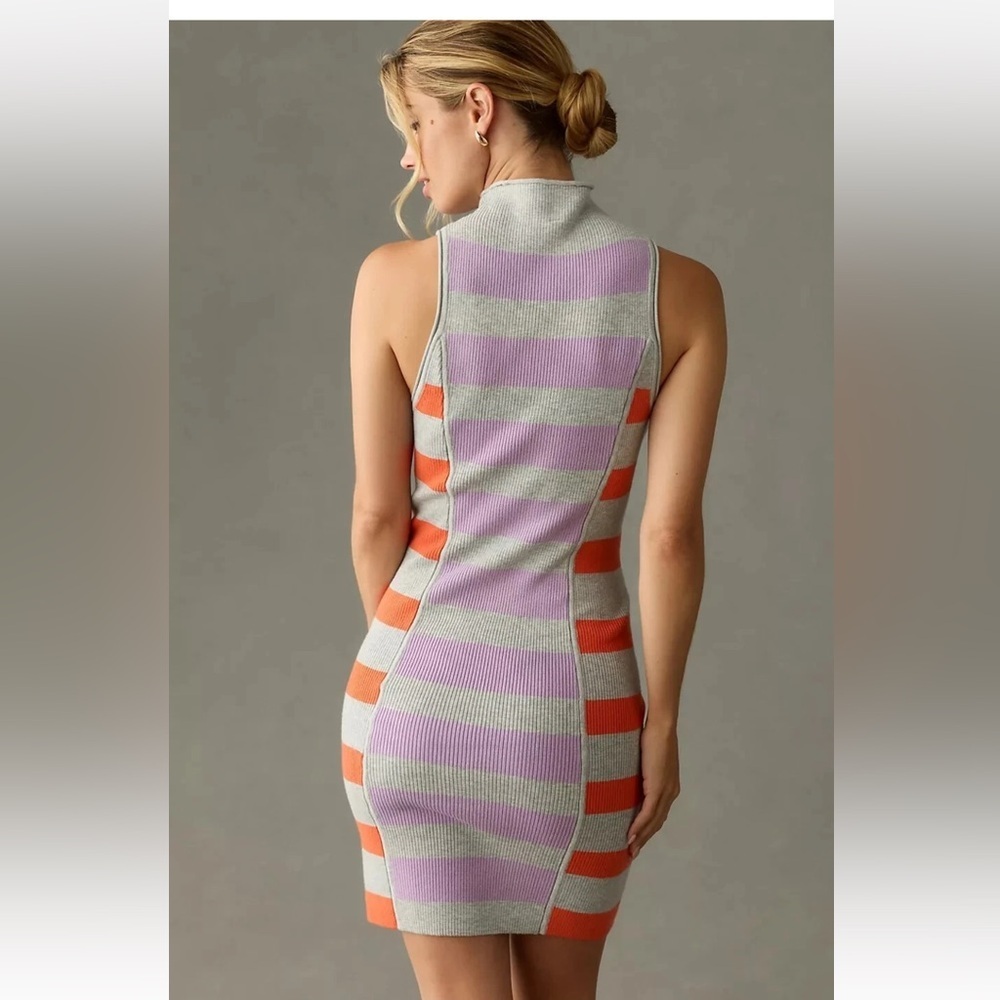 Daily Practice by Anthropologie Striped Mock Neck Sweater Dress M EUC fitted - Picture 2 of 13